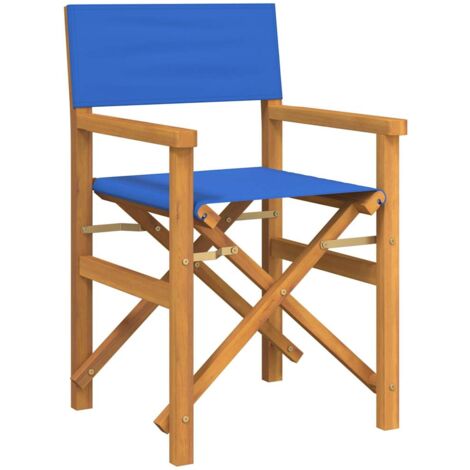 vidaXL Sedia da Regista Pieghevole Blu in Legno Massello di Teak