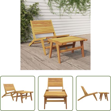 vidaXL Sedia da terrazza -  Sedia da Giardino con Poggiapiedi in Legno Massello di Teak