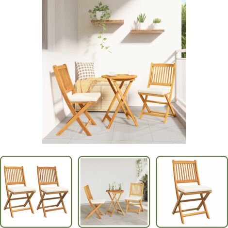 vidaXL Sedia da terrazza -  Sedia pieghevole 2 pcs Marrone Legno massello di acacia