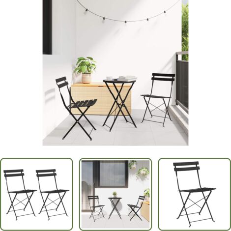 vidaXL Sedia da terrazza -  Sedia Pieghevole da Giardino 2 pcs Antracite 42 x 46 x 82cm