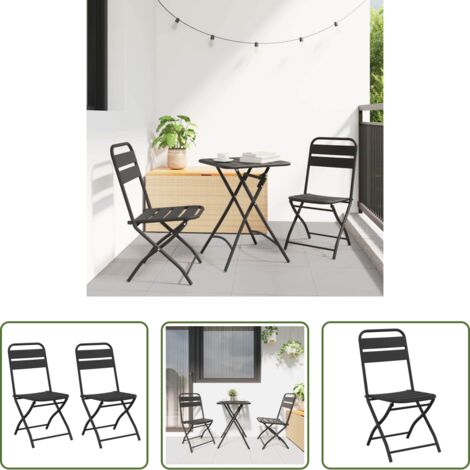 vidaXL Sedia da terrazza -  Sedia Pieghevole da Giardino 2 pcs Antracite 42 x 52 x 82cm