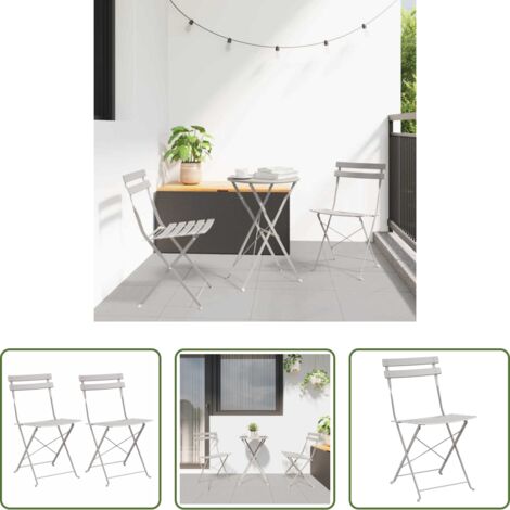 vidaXL Sedia da terrazza -  Sedia Pieghevole da Giardino 2 pcs Beige 42 x 46 x 82cm Metallo
