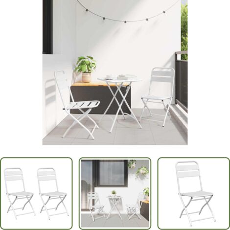 vidaXL Sedia da terrazza -  Sedia Pieghevole da Giardino 2 pcs Bianco 42 x 52 x 82cm