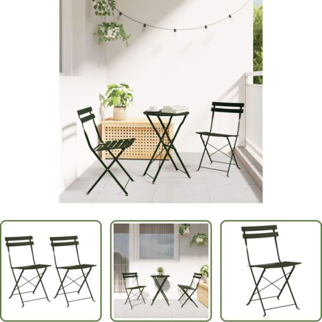 vidaXL Sedia da terrazza -  Sedia Pieghevole da Giardino 2 pcs Verde 42 x 46 x 82cm Metallo