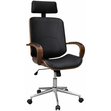 vidaXL Sedia da Ufficio Girevole in Legno Similpelle con Poggiatesta