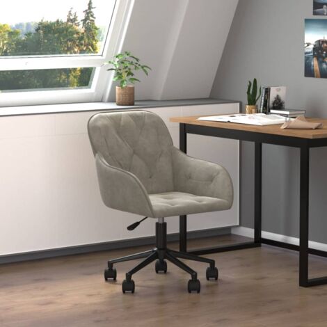 vidaXL Sedia da Ufficio Girevole in Velluto Grigio Chiaro