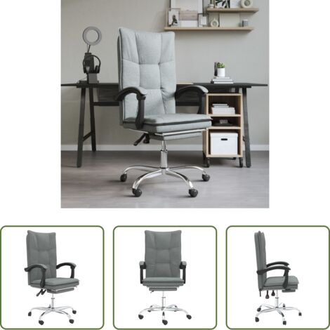 vidaXL Sedia da ufficio in tessuto -  Sedia da Ufficio Reclinabile Grigio Scuro in Tessuto