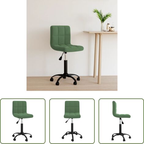 vidaXL Sedia da ufficio regolabile -  Sedia da Ufficio Girevole Verde Scuro in Velluto
