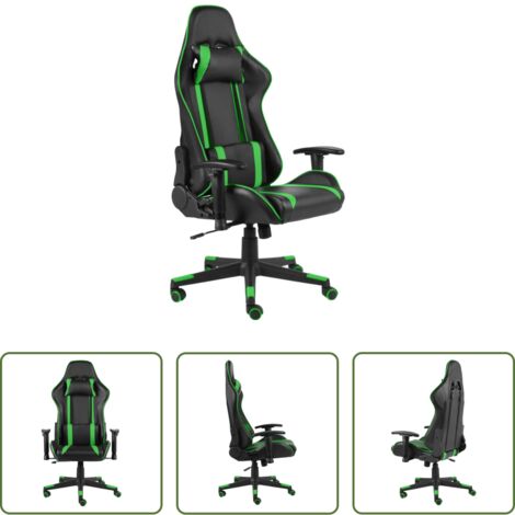 vidaXL Sedia ergonomica - Sedia da Gaming Girevole Verde in PVC