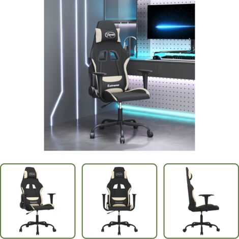 vidaXL Sedia ergonomica -  Sedia da Gaming Nero e Crema in Tessuto