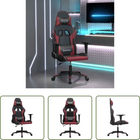 vidaXL Sedia gaming in similpelle -  Sedia Gaming Nero e Rosso Vino in Similpelle
