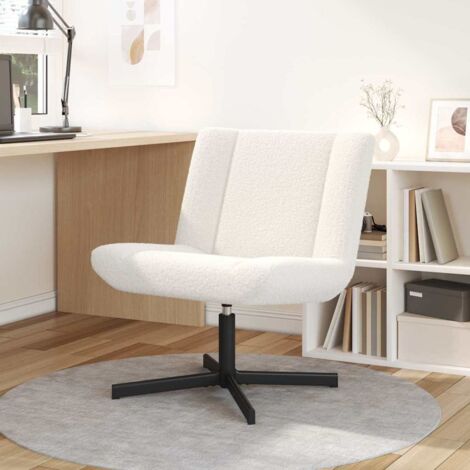 vidaXL Sedia girevole Crema 63 x 75 x 76 cm Pelle di Pecora