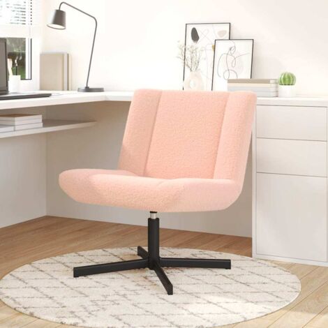 vidaXL Sedia girevole Rosa 63 x 75 x 76 cm Pelle di Pecora