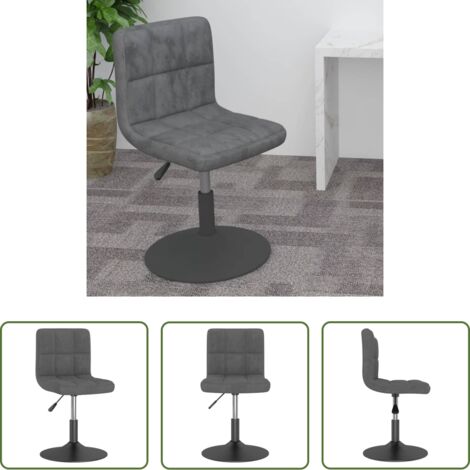 vidaXL Sedia girevole -  Sgabello da Bar Girevole Grigio Scuro in Velluto