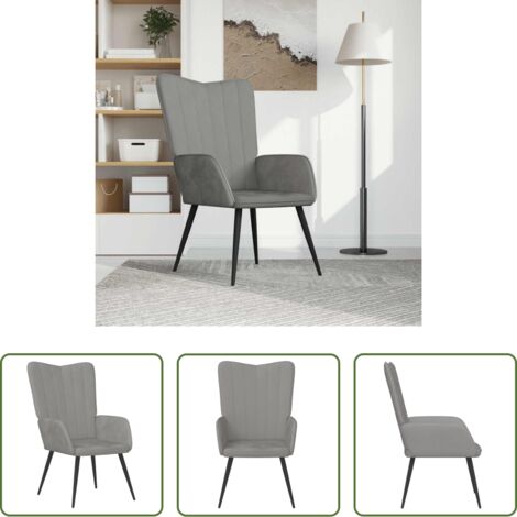 vidaXL Sedia in acciaio -  Sedia Relax Grigio Chiaro in Velluto
