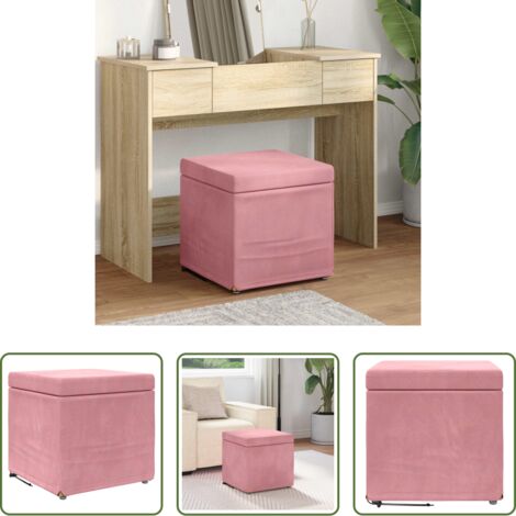 vidaXL Sedia in legno ingegnerizzato -  Pouf Rosa 41 x 41 x 40 cm Velluto e Legno Ingegnerizzato