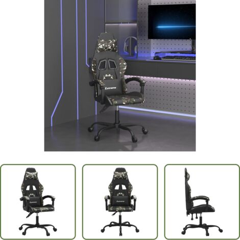 vidaXL Sedia in similpelle -  Sedia da Gaming Nero e Mimetico in Similpelle