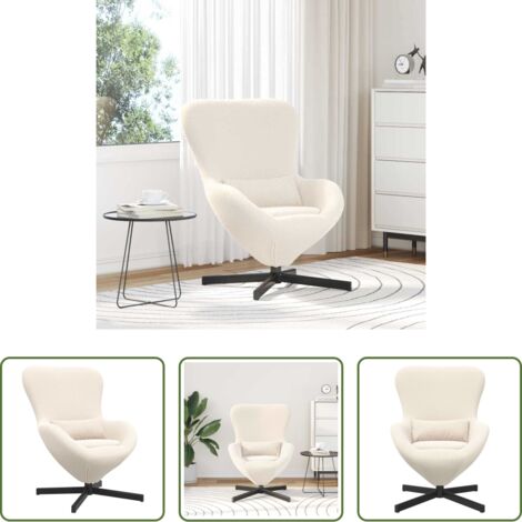 vidaXL Sedia in tessuto -  Poltrona uovo Crema 63 x 73 x 90 cm Tessuto