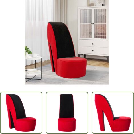 vidaXL Sedia in velluto -  Poltrona a Forma di Scarpa con Tacco Alto in Velluto Rosso