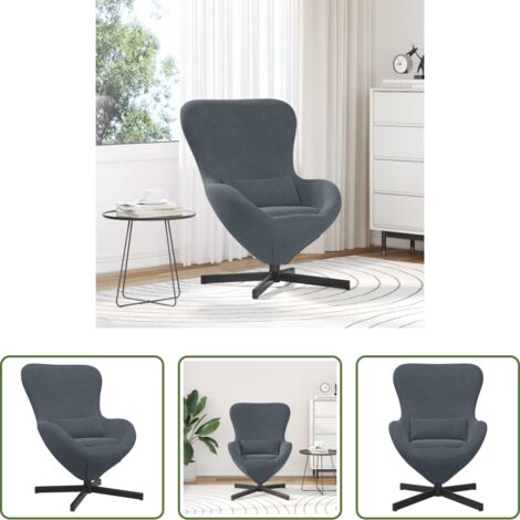 vidaXL Sedia in Velluto -  Poltrona uovo Grigio scuro 63 x 73 x 90 cm Velluto