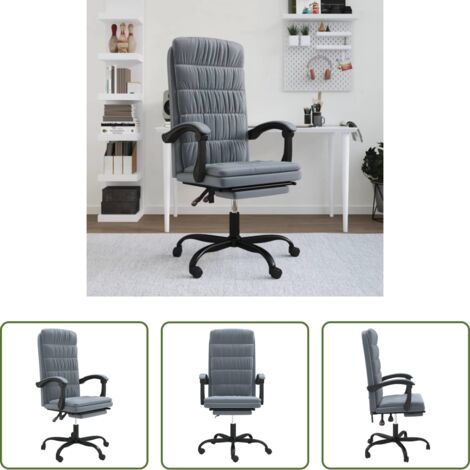 vidaXL Sedia in velluto -  Sedia da Ufficio Reclinabile Grigio Scuro in Velluto