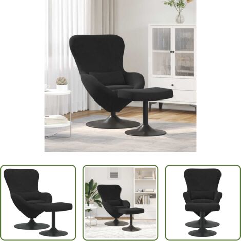 vidaXL Sedia lounge -  Sedia Egg con Pouf Nero Velluto