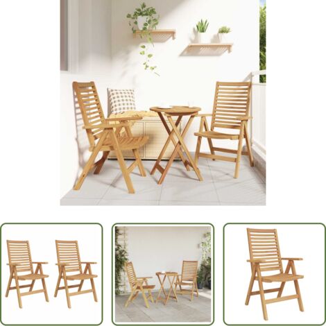vidaXL Sedia pieghevole -  Sedie da giardino 2 pcs Marrone 52 x 64.5 x 108 cm