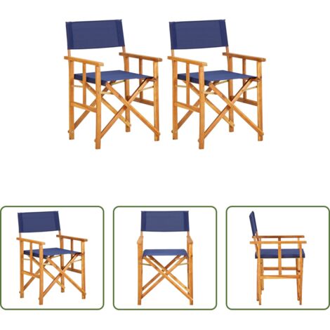 vidaXL Sedia pieghevole -  Sedie da Regista 2 pz in Legno Massello di Acacia Blu