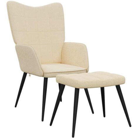 vidaXL Sedia Relax con Sgabello Crema in Tessuto