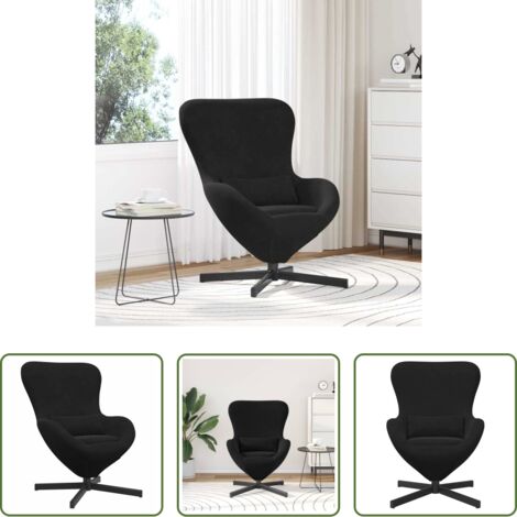 vidaXL Sedia Rotante -  Poltrona uovo Nero 63 x 73 x 90 cm Velluto