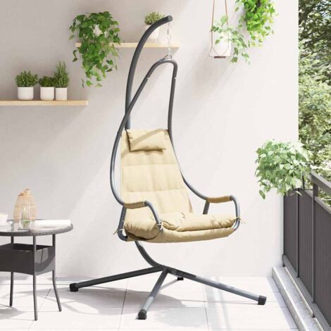 vidaXL Sedia uovo sospesa Beige 94 x 107 x 196.5 cm Acciaio