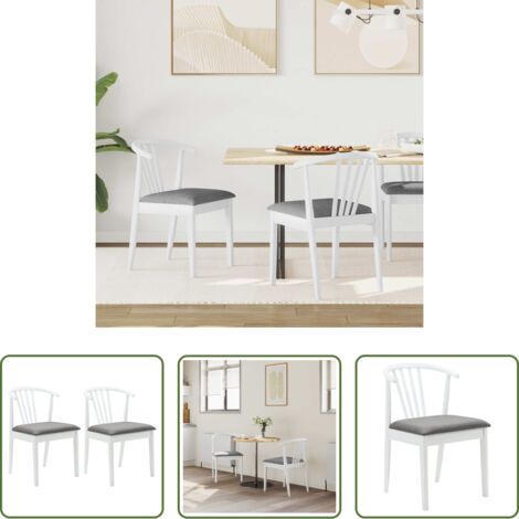 vidaXL Sedia vintage -  Sedia da pranzo 2 pcs Bianco e Grigio Legno di gomma massiccio