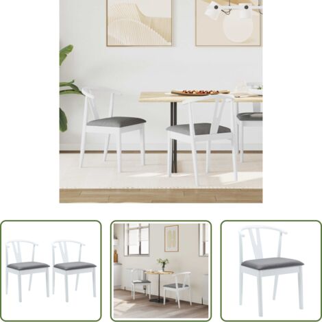 vidaXL Sedia vintage -  Sedia da pranzo 2 pcs Bianco e Grigio Legno di gomma solido