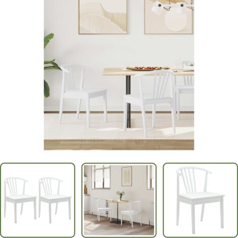 vidaXL Sedia vintage -  Sedia da pranzo 2 pcs Bianco Legno di gomma massiccio