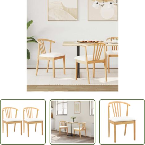 vidaXL Sedia vintage -  Sedia da pranzo 2 pcs Naturale e Bianco