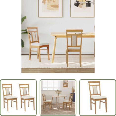 vidaXL Sedia vintage -  Sedia da pranzo 2 pcs Naturale e chiaro Legno di gomma solido