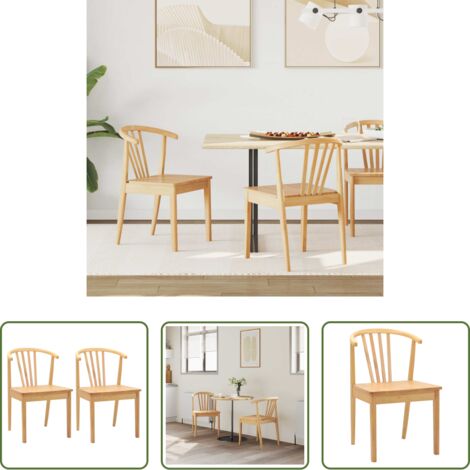 vidaXL Sedia vintage -  Sedia da pranzo 2 pcs Naturale Legno di gomma massiccio