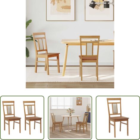 vidaXL Sedia vintage -  Sedia da pranzo 2 pcs Naturale Legno di gomma solido