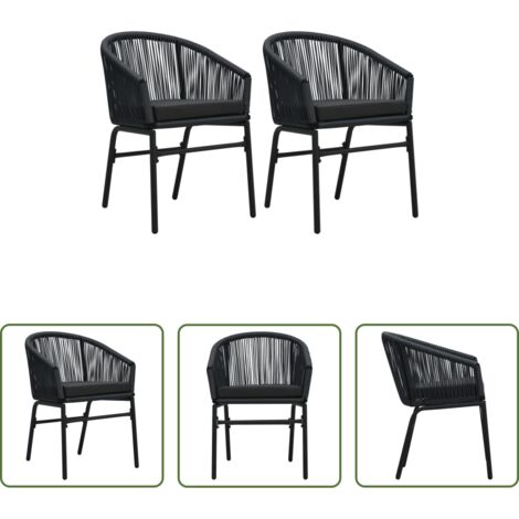 vidaXL Sedie all'aperto -  Sedie da Giardino 2 pz Nere in Rattan PE