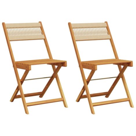 vidaXL Sedie Bistrò 2pz Beige in Legno Massello di Acacia e Corda