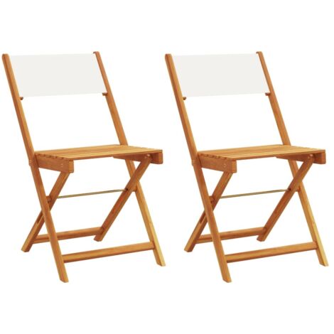 vidaXL Sedie Bistrò 2pz Bianco Crema Legno Massello Acacia e Tessuto