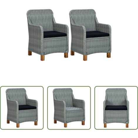 vidaXL Sedie con cuscino -  Sedie da Giardino con Cuscini 2 pz in Polyrattan Grigio Chiaro