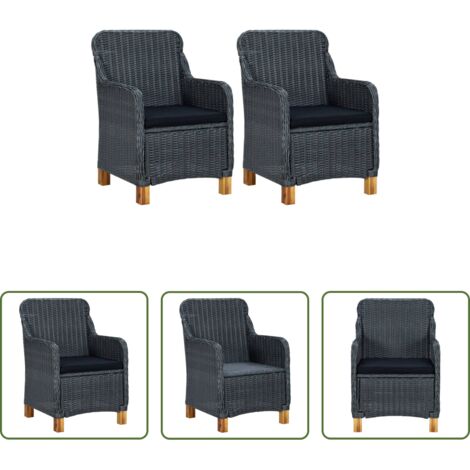 vidaXL Sedie con cuscino -  Sedie da Giardino con Cuscini 2 pz in Polyrattan Grigio Scuro