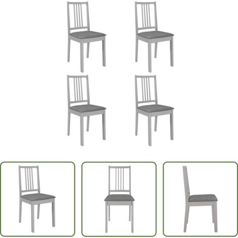 vidaXL Sedie con cuscino -  Sedie da Pranzo con Cuscini 4 pz Grigie in Legno Massello