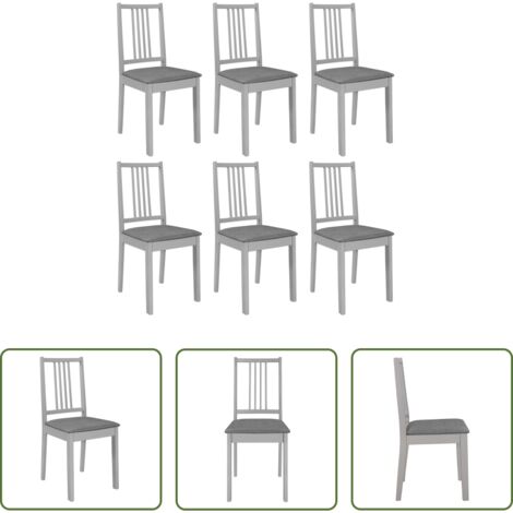 vidaXL Sedie con cuscino -  Sedie da Pranzo con Cuscini 6 pz Grigie in Legno Massello