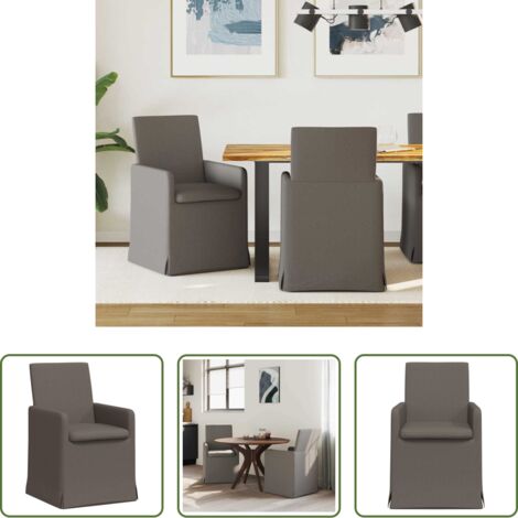 vidaXL Sedie con ruote -  Sedie da pranzo 2 pcs Grigio chiaro 57 x 67 x 95 cm Tela