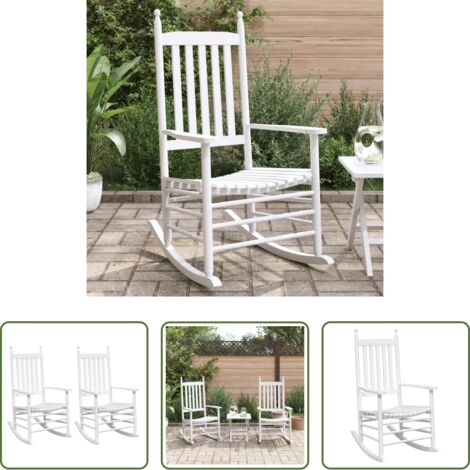 vidaXL Sedie da balcone -  Sedie a Dondolo Sedute Curve 2 pz Bianche Legno Massello Abete