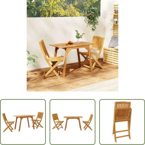 vidaXL Sedie da balcone -  Set da balcone 3 pz in Legno Massello di Acacia