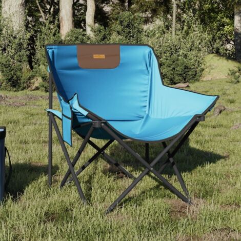 vidaXL Sedie da Campeggio con Tasca Pieghevoli 2 pz Blu Brillante
