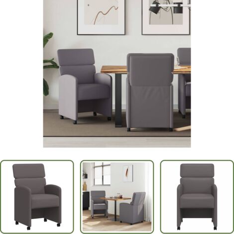 vidaXL Sedie da cucina con ruote -  Sedie da Pranzo con Ruote 2 pcs Grigio 58 x 65 x 98 cm